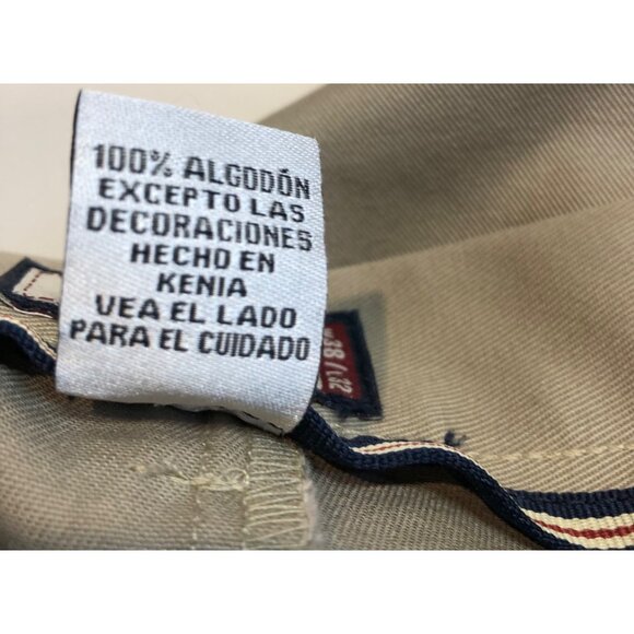 Izod Pants Chino Khaki Mens 38 Straight Leg Flat Front Wrinkle Free (38x32) - Picture 9 of 10